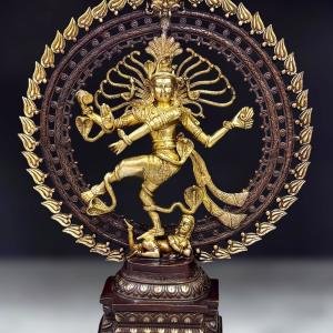 Brass Nataraja Statue | 25" x 21" x 5" | 15 kg | Dual Tone Finish | Dancing Shiva Cosmic Dance | Sacred Hindu Art | Jaipurio